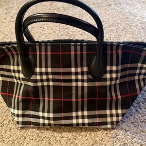 BURBERRY Classic Plaid Tote Bag in Black and Red